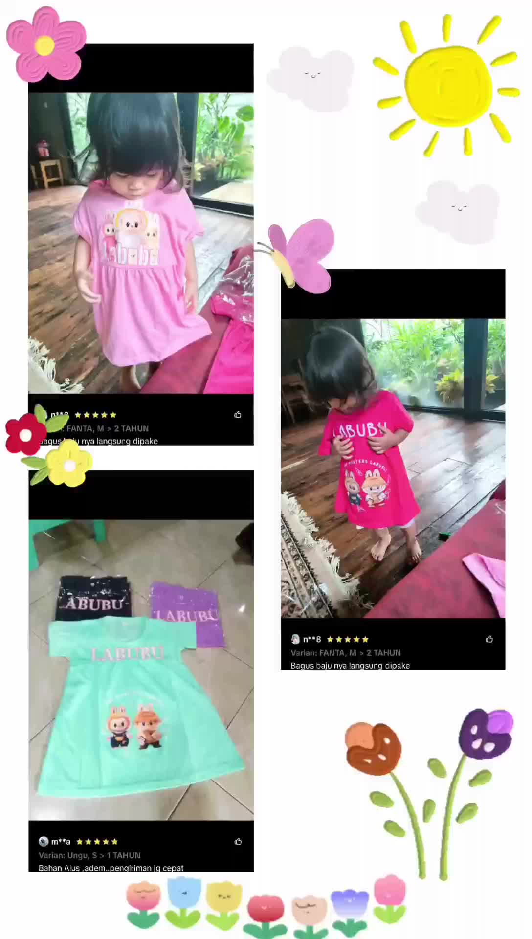 DRES KERUT ANAK PEREMPUAN USIA 1-3 TAHUN IMUT