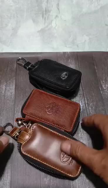 Dompet kunci remote keyless TOYOTA kulit asli dobel karet transparan zipper dompet stnk