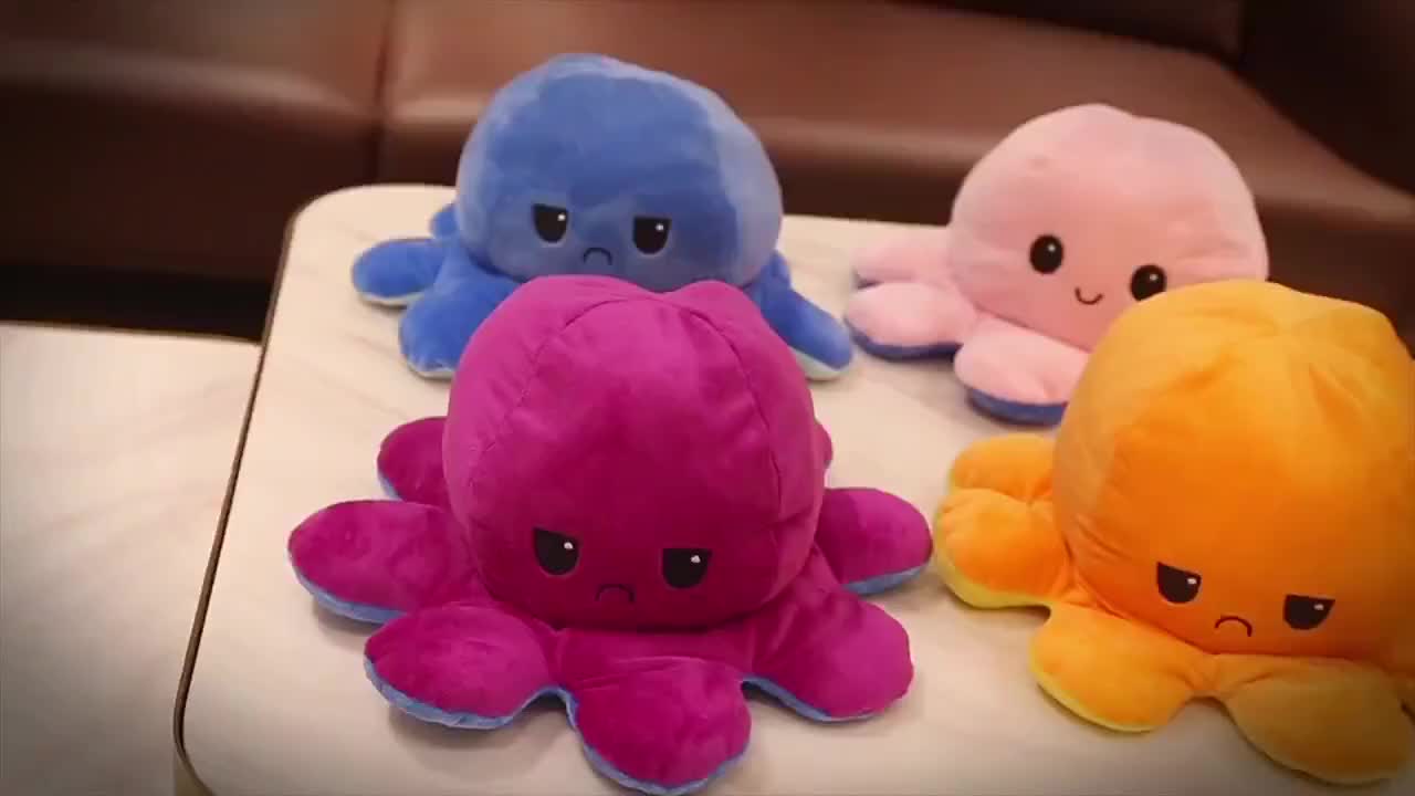 Boneka Gurita Octopus Boneka Ubur ubur Bolak Balik Berubah Ekspresi Ukuran M Mainan Boneka Gurita Lucu untuk Anak-anak Dolls & Toys