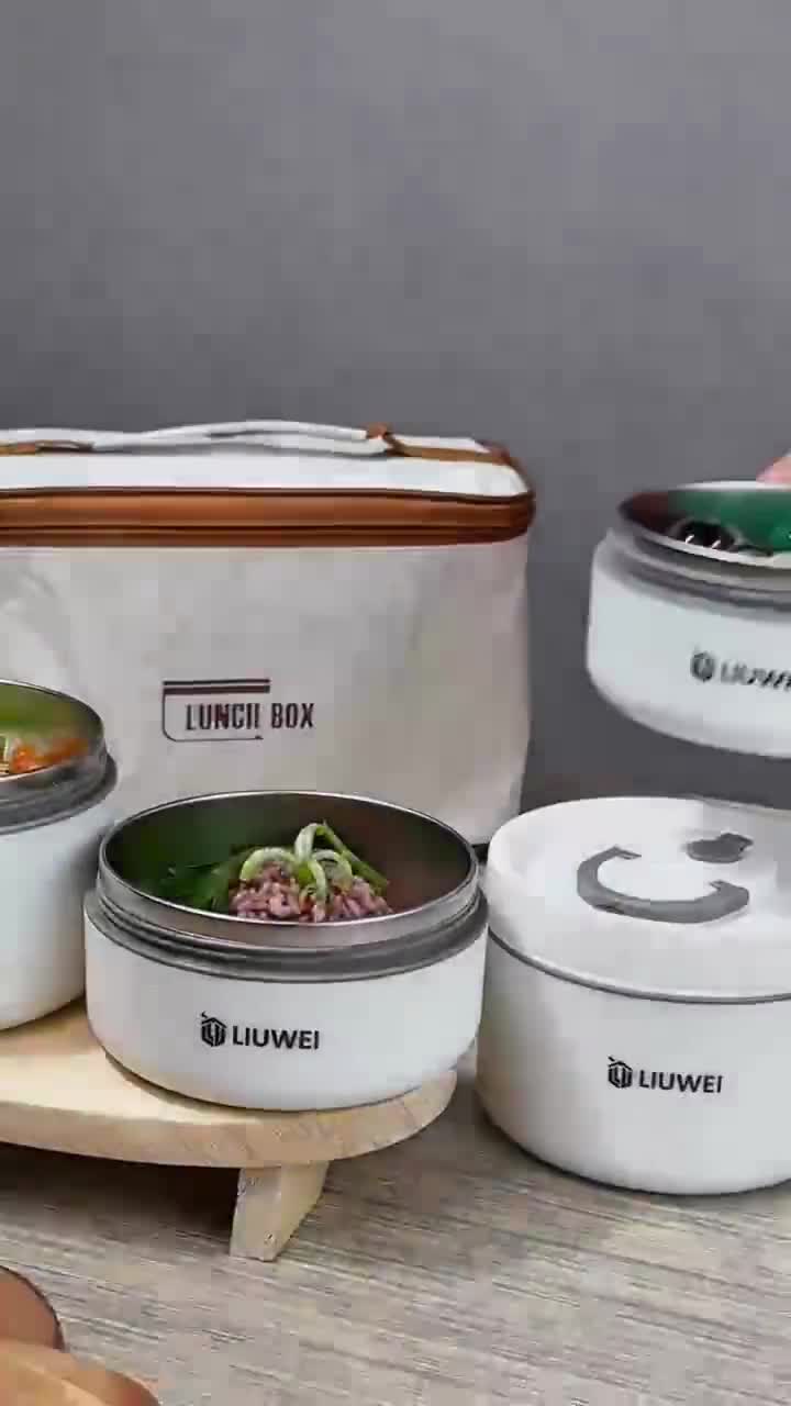 Stainless Lunch Box /Kotak Makan Siang Bento Portabel/Tahan Bocor Gaya Jepang Round Stainless Lunch Box/Kotak Makan Siang Stainless Steel Terisolasi
