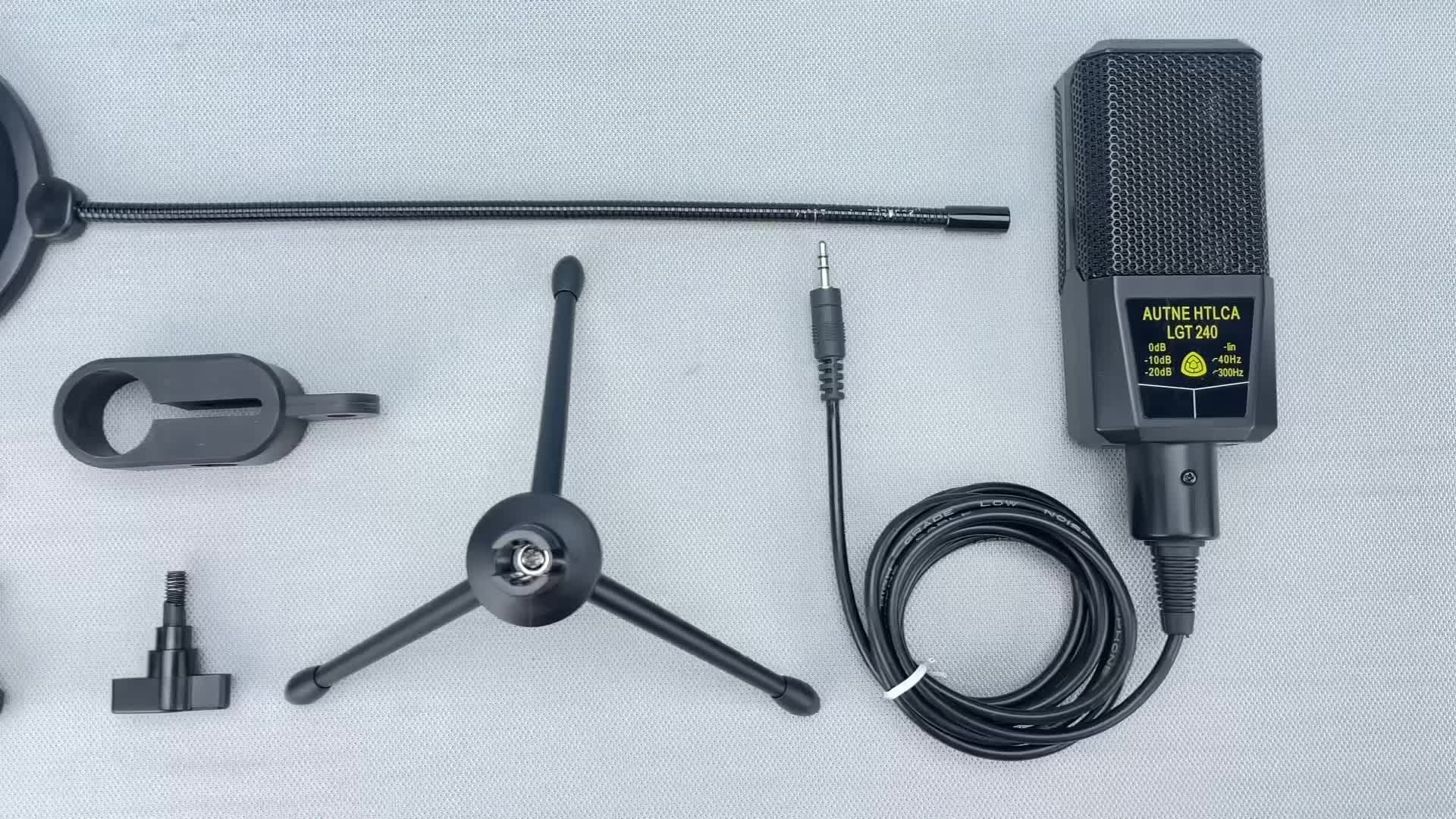 【Aston】Microphone 3.5mm Mic Condenser untuk Merekam Podcast Streaming PC dengan Jaring Anti Tiup dan Dudukan Tripod Desktop Komputer