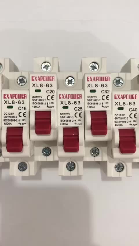 MCB DC 125V 1P 10A 20A 32A 40A 50A 63A 1 Pole Circuit Breaker PV AKI