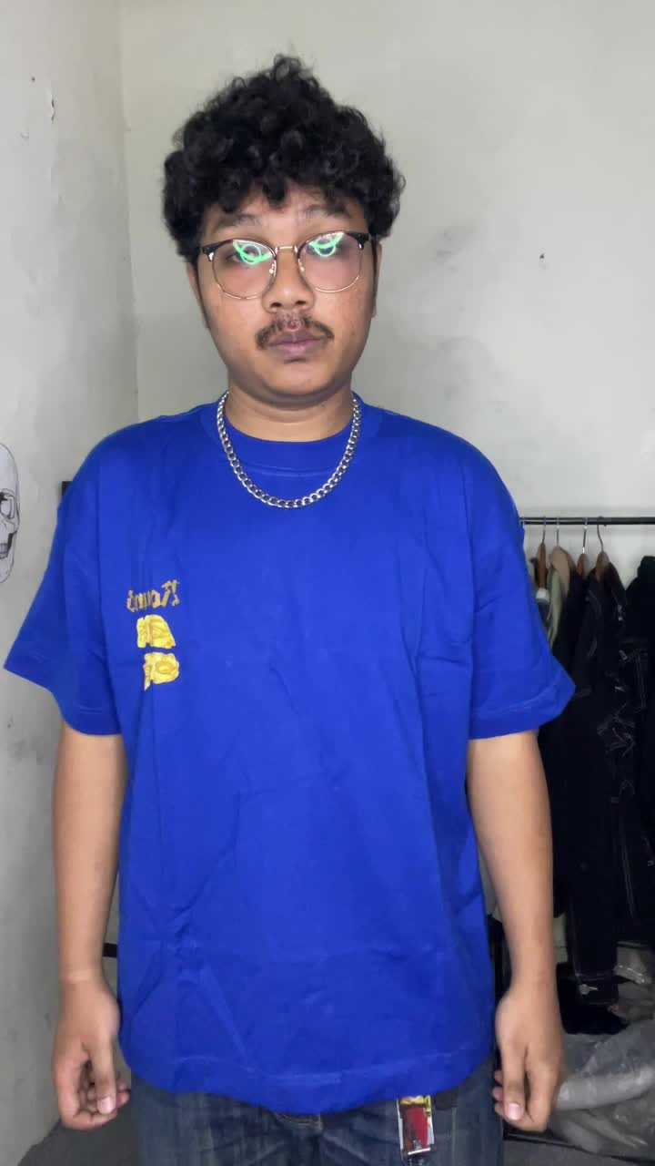 OVERSIZE BOXY TSHIRT KAOS CLICHE BLUE ROUND Combed Baju