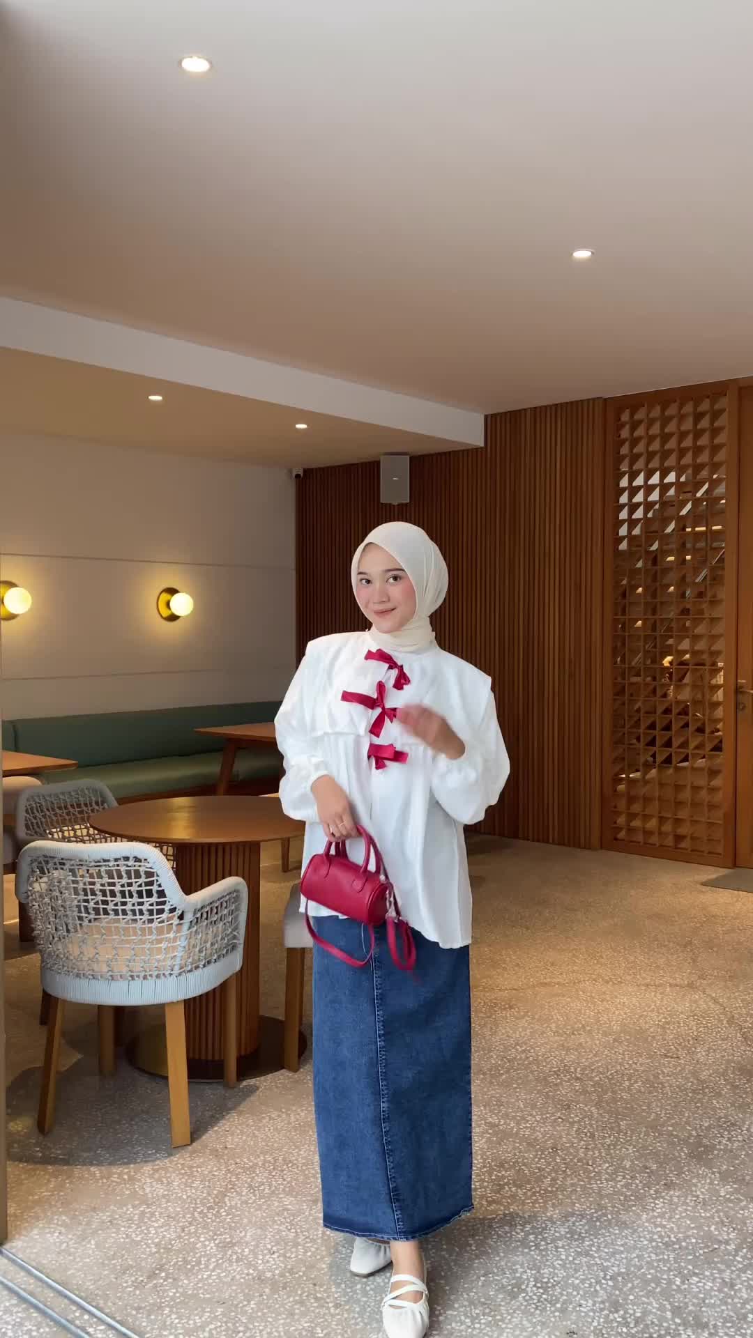 Ella Blouse Layer Pita Ribbon Semi Outer - Blouse Coquette Wanita - Atasan Wanita Pololinen Polos - Blouse Layer Pita