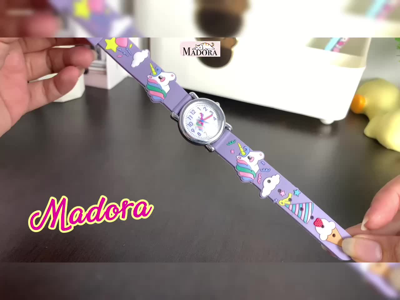 Madora Jam Tangan Analog Anak Perempuan Lucu Karakter Unicorn 3D