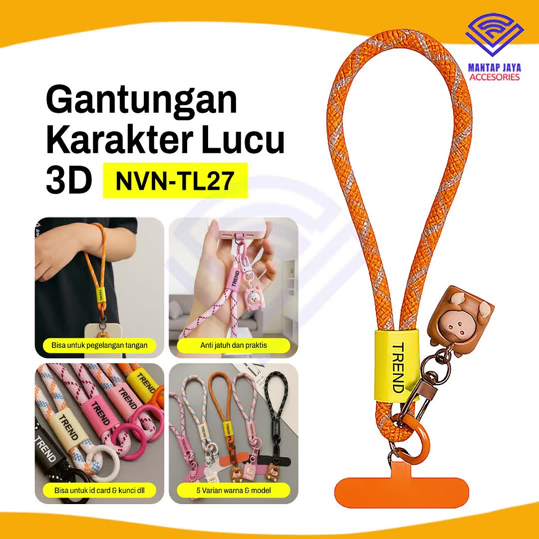 [COD] NANVAN NVN-TL27 HAND STRAP TALI GANTUNGAN HP/KUNCI/ID CARD TRENDY DENGAN KARAKTER BONEKA LUCU