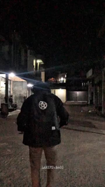 LARIES Ransel Tas Bintang 666 Canvas Dark Metal Hitam Backpack Tas Remaja Starboy Kekinian Sekolah Tas Casual Gambar Distro uniseks  Tas Sekolah  faster invader Pria