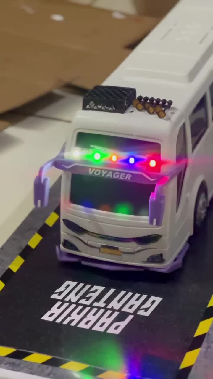 Mainan Rotator LED Bus Miniatur | Strobo Asesoris Bus Miniatur LED 7 Warna 4Mode Diecast