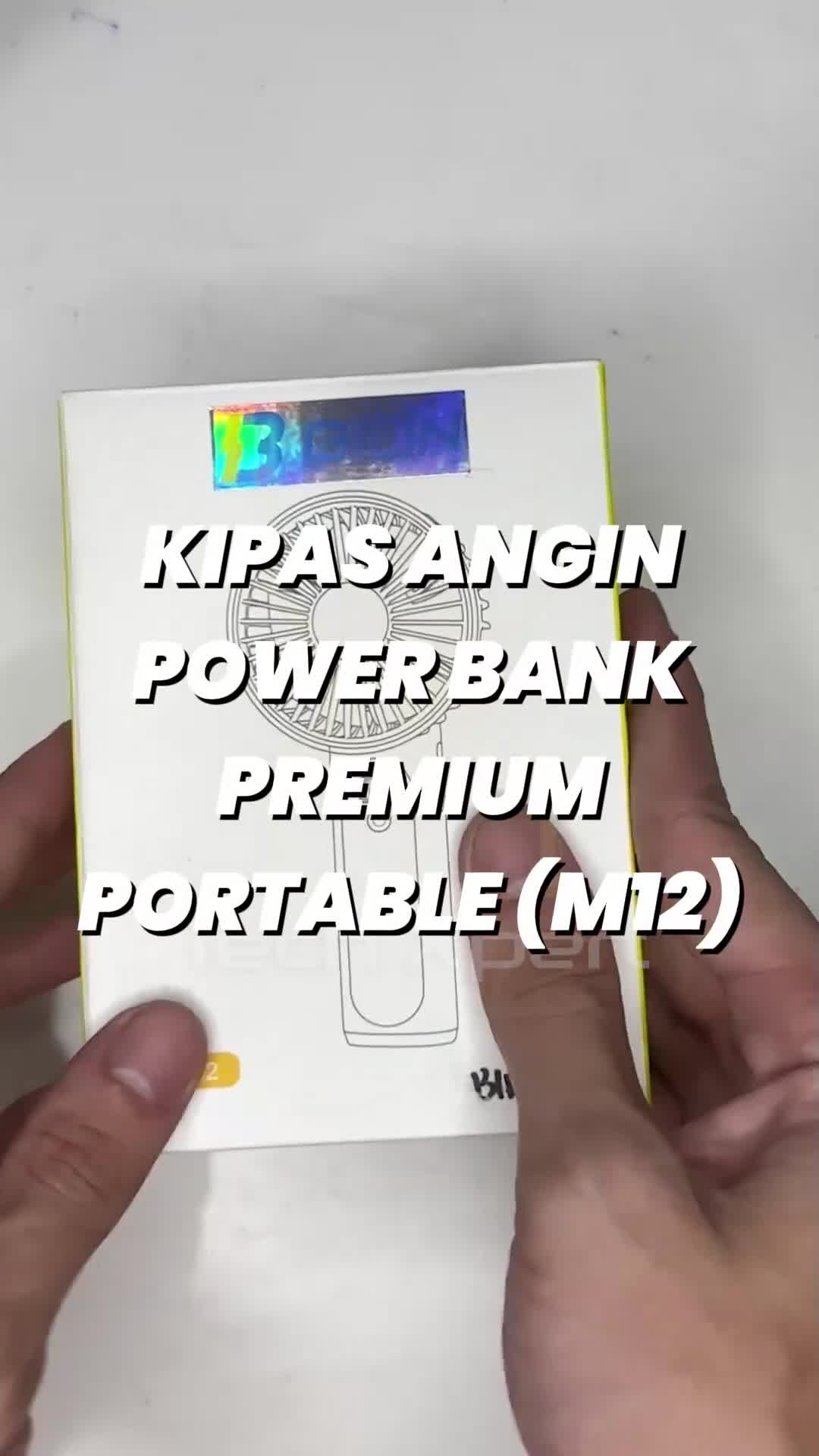 KIPAS ANGIN GENGGAM MINI PORTABLE USB M12 I KIPAS LIPAT / LEHER BISA UNTUK POWER BANK TAHAN LAMA