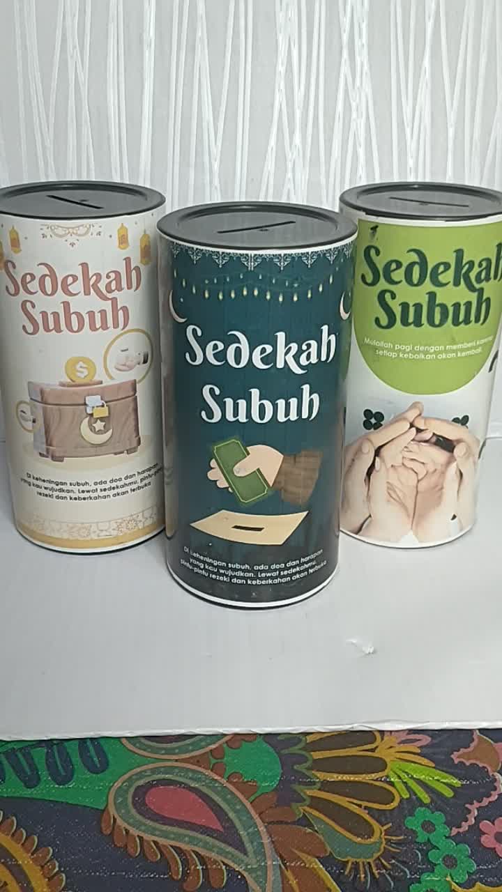 Celengan Target Sedekah Subuh Kotak Amal Infaq Custom Souvenier Viral Anak Biru Hijau Plastik Hitam