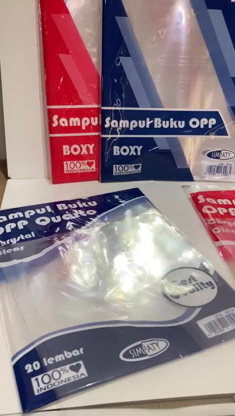 [1PAK] Isi 20 Lembar SAMPUL BUKU PLASTIK SIMPATY Sampul Plastik OPP Slip / Tape Sealing / Sampul Plastik Slip / Sampul Plastik Seal Boxy Kwarto