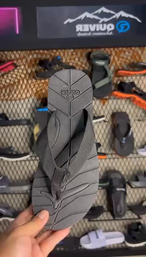 QUIVER Sandal Jepit Gunung Pria Wanita Senndal Outdoor Hitam Polos Karet Grade Ori Size 38-43 Bonus Tas Jaring Kualitas No 1