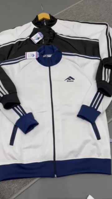 Jaket Tracktop 3foil Frams Putih Garis Hitam Logo Bordier cassual Pria  Baju Casual Panjang Motif Zipper
