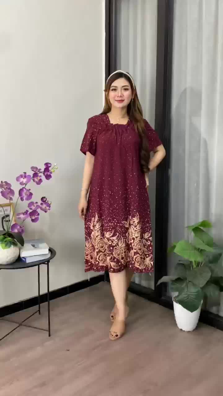 Daster Rayon Fuji Jumbo Ld 110 Kekinian Busui Karet Depan Lengan Pendek Motif Jesica