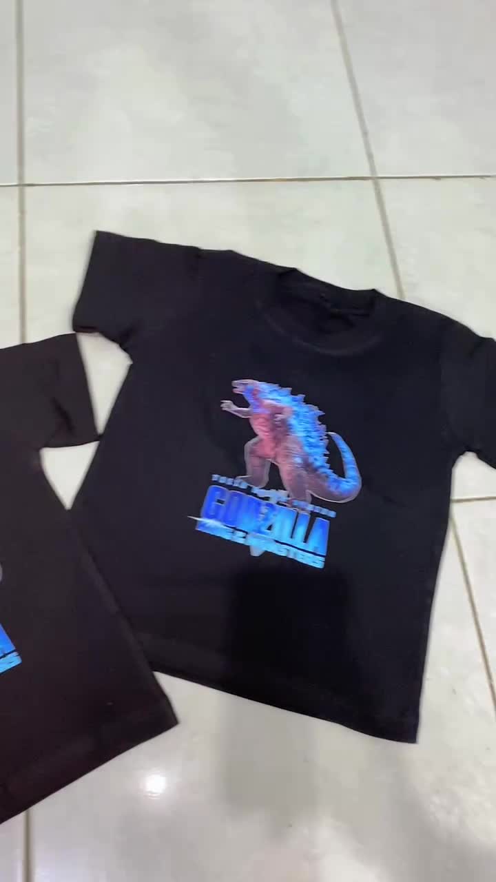 Baju Kaos Atasan Anak Laki laki Perempuan lengan pendek Karakter Godzilla