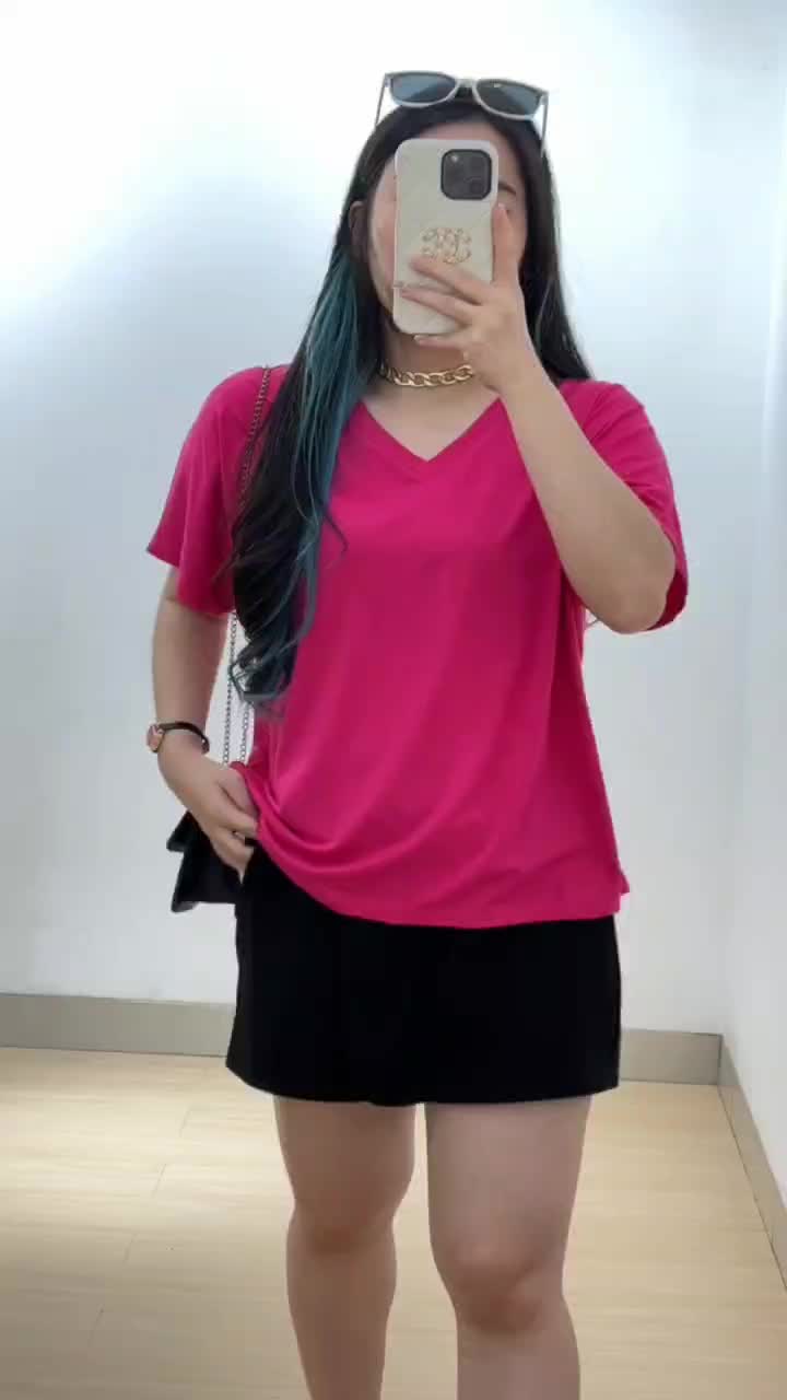 3561 agatha vee oversized zeta top kaos big size kaos polos Nyaman Spandex