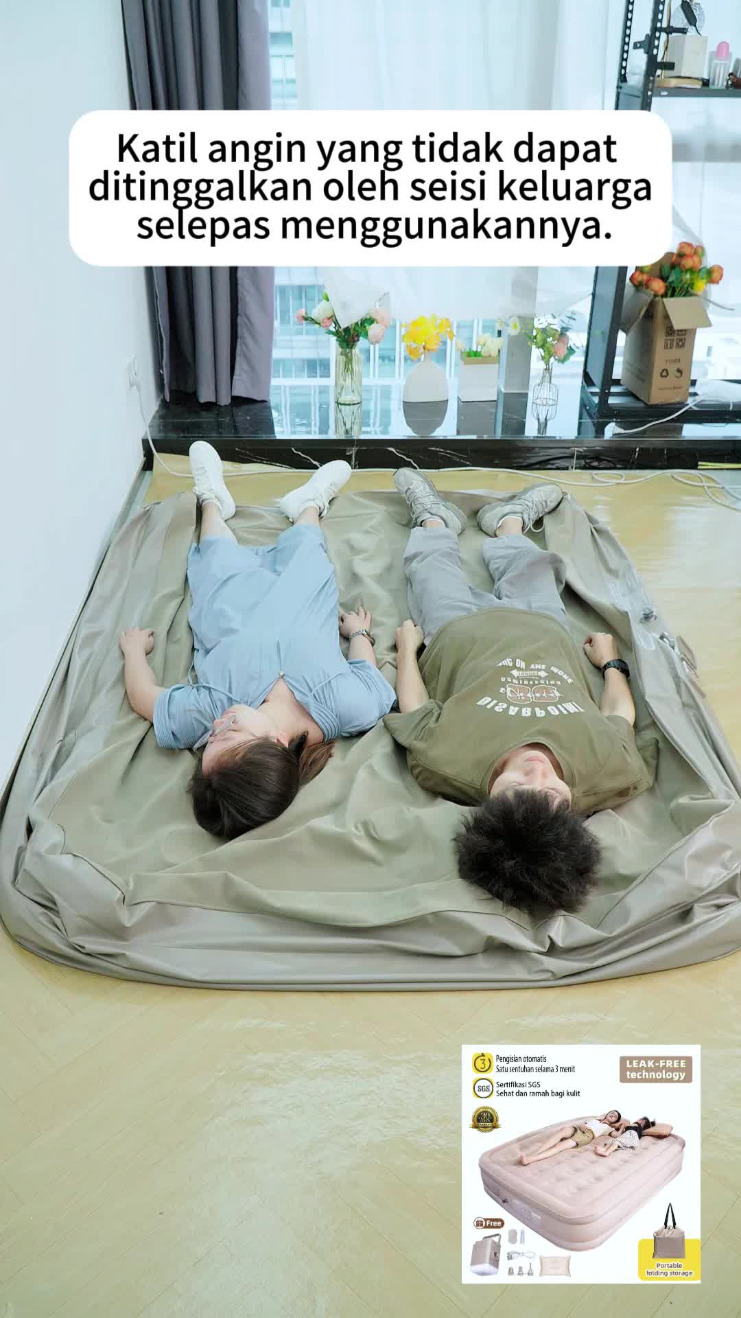 【Garansi 30 Hari】MODOFO kasur angin pompa otomatis Kasur pompa lipat kasur tiup Queen kasur angin camping perjalananSize Paket Kasur Tiup Matras Kemah Indoor dan Outdoor (Termasuk pompa udara otomatis) kasur tenda camping Tidur