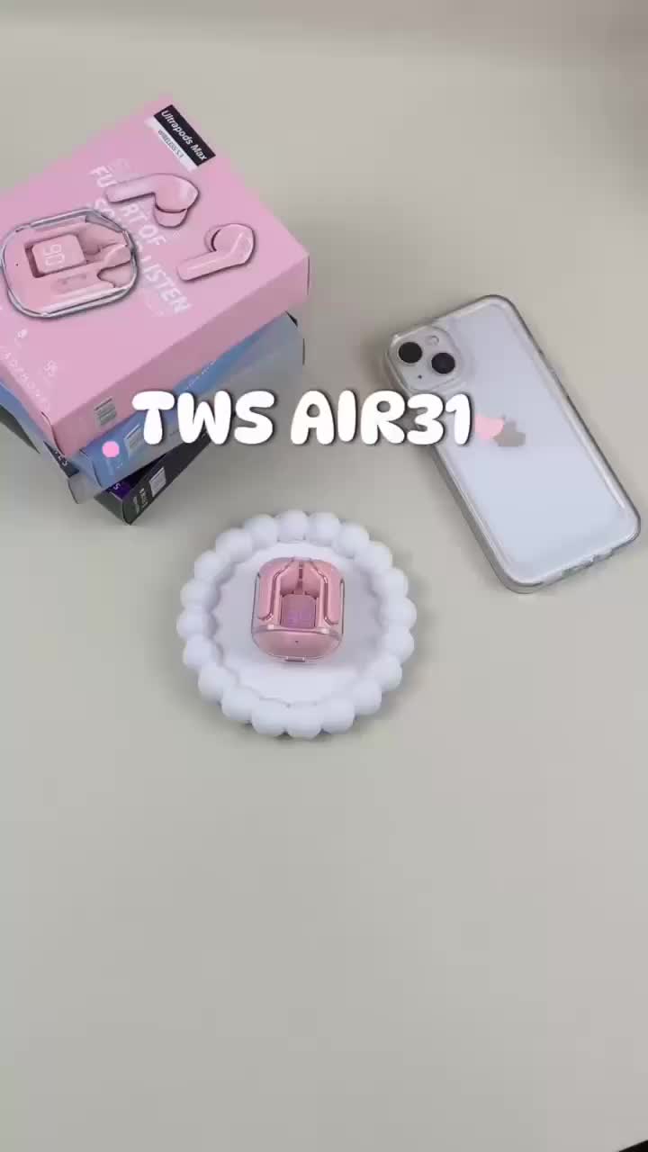 Fetch TWS Air31 Headset Bluetooth Gaming Earphone With Microphone Bass Headphone Wireless Ultrapods Led Telepon Komputer Ponsel Earbuds Peredam