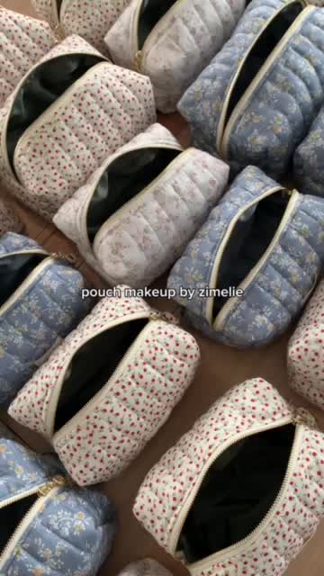 Quilted Pouch by Zimelie - Tas Makeup Organizer, Travel, Puffy Pouch Kosmetik Aksesoris Skincare
