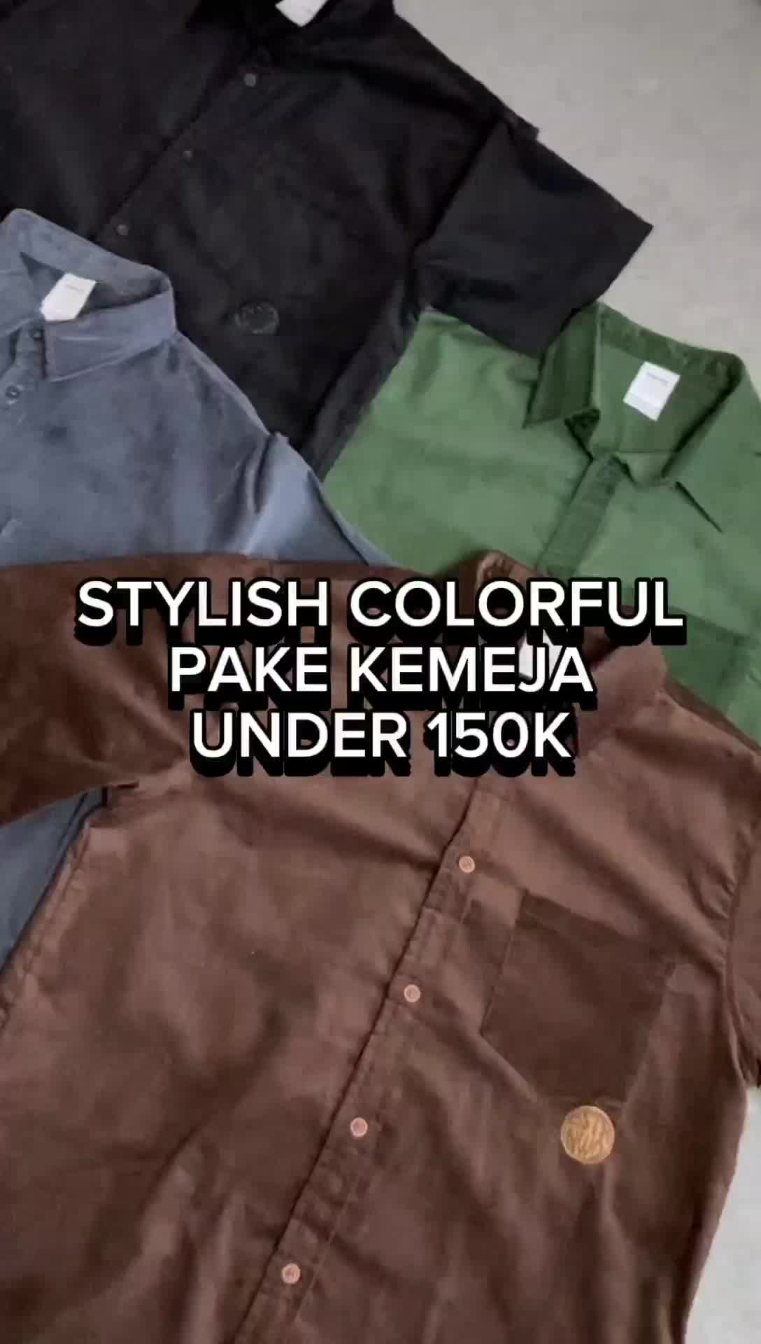KEMEJA LENGAN PENDEK  POLOS KEMEJA PRIA CORDUROY LENGAN PENDEK HITAM BORDIR HITAM