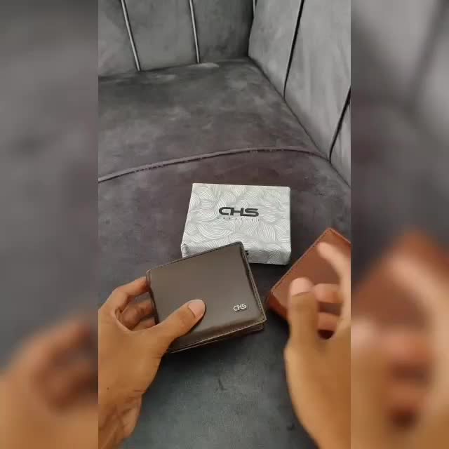 Dompet kulit Cowok formal bahan mengkilap Pria maskulin