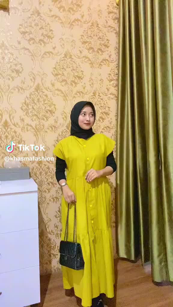 Feoda Midi Dress Premium Linen Rami Gamis Remaja Cantik Casual Nyaman Baju Kancing Dewasa Mewah Simple Kondangan Lengan  Pendek Pesta Wanita