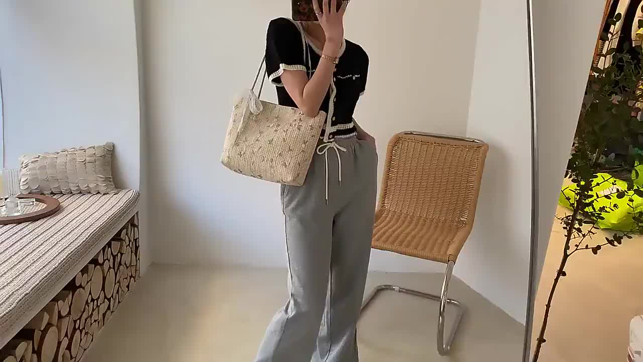 Tas Selempang Besar 2024 Model Terkini dengan Desain Tangan Bambu & Renda untuk Wanita Modern DMTS099