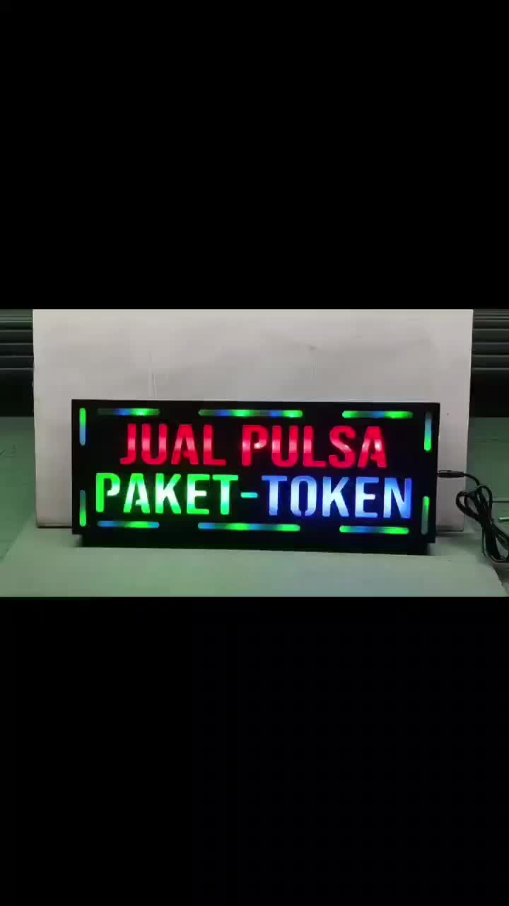 Lampu tulisan jual pulsa paket token / lampu rgb / lampu hias / lampu konter hp