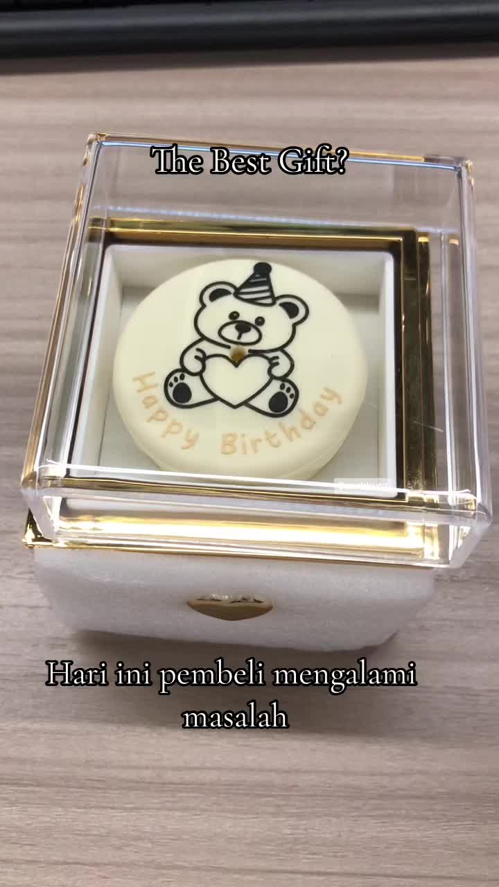 Bear Cake Surprise Box Kotak Kejutan Kue Beruang lilin ringan, Kotak Hadiah Ulang Tahun Flip, Kotak Perhiasan Cincin Beruang Flip Otomatis