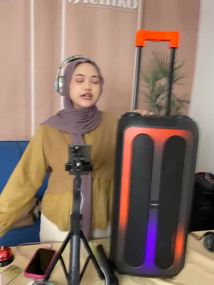 ICHIKOSpeaker Bluetooth Karaoke Besar Super Portable SZ2218With Microphone Wireless Tws Bass 8inci Plastik Led Ponsel Subwoofer