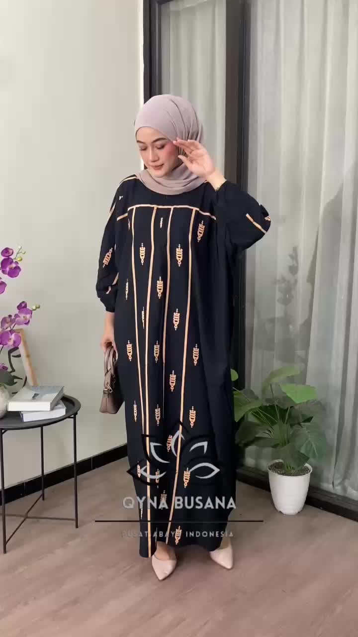 Kaftan Motif Najwa Ld 180 cm Kaftan Panjang Muslim Wanita Nyaman
