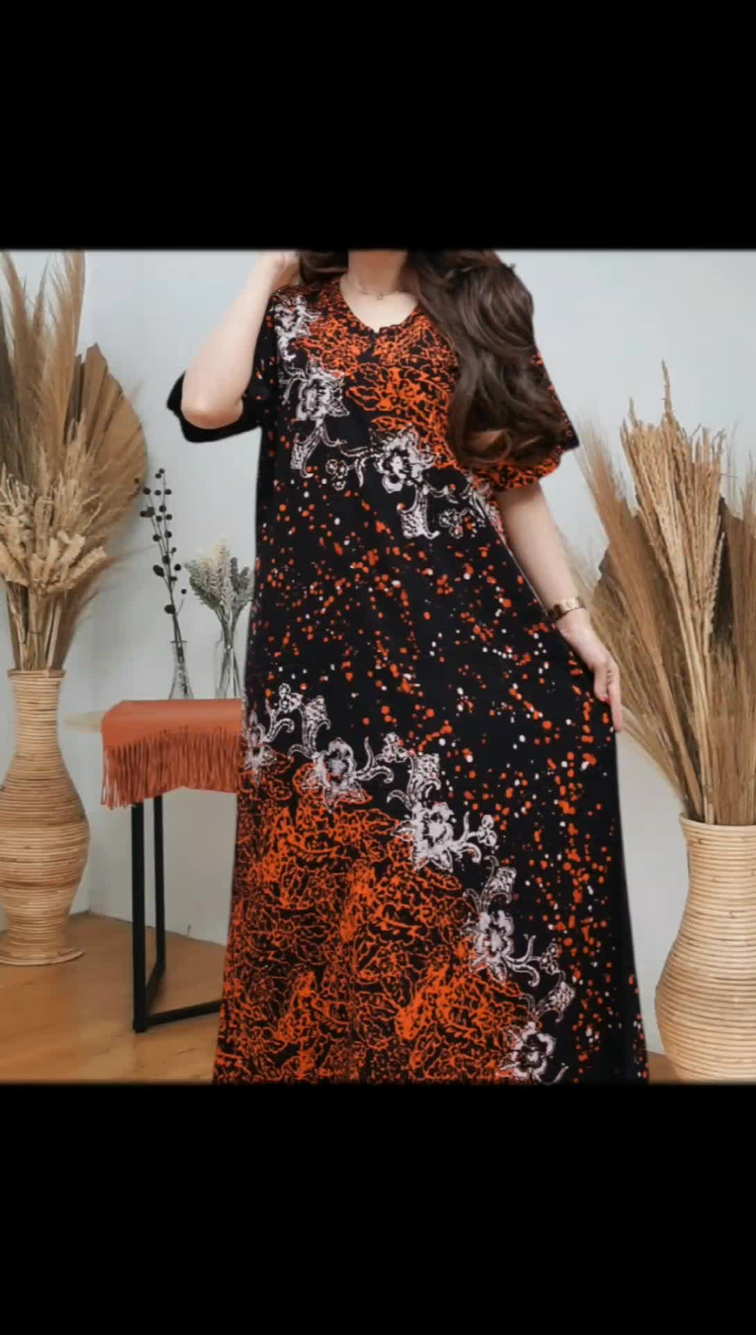 Daster Twill Rayon Premium Super Tebal Ld 115cm Resleting Depan Panjang Dress Wanita Bumil Busui Motif Cap Batik  Pekalongan