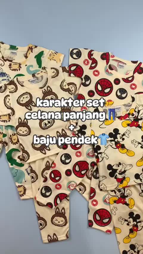 Owlet - setelan anak laki laki / piyama anak bergambar / piyama panjang / baju tidur anak / setelan motif full printing 1-7thn Lengan pendek