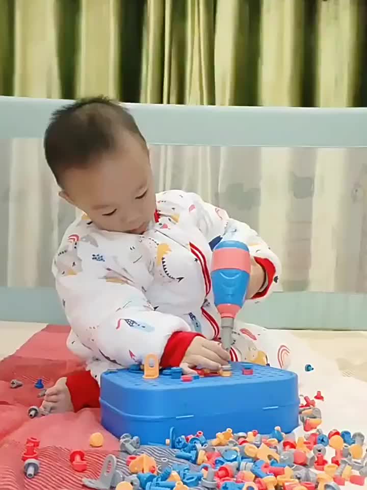 Mainan Anak Tool Box Set DIY Dinosaurus 230Pcs 3D Bor Listrik 3 Tahun Perbaikan Edukasi Plastik Toys