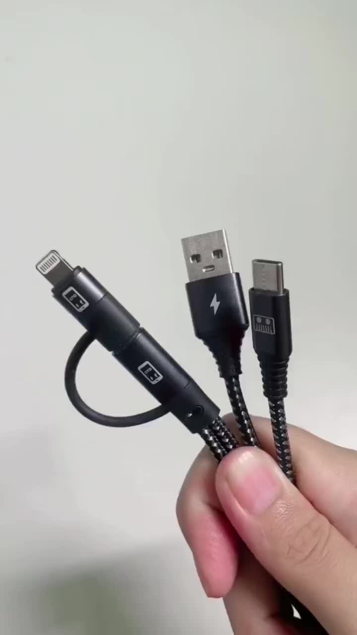 Bonkyo Kabel OTG 2-in-1 Type-C & Lightning Panjang 1.5m & 1m Pengisi Daya Sambil Menyiarkan Audio Stereo untuk Ponsel Android dan iPhone