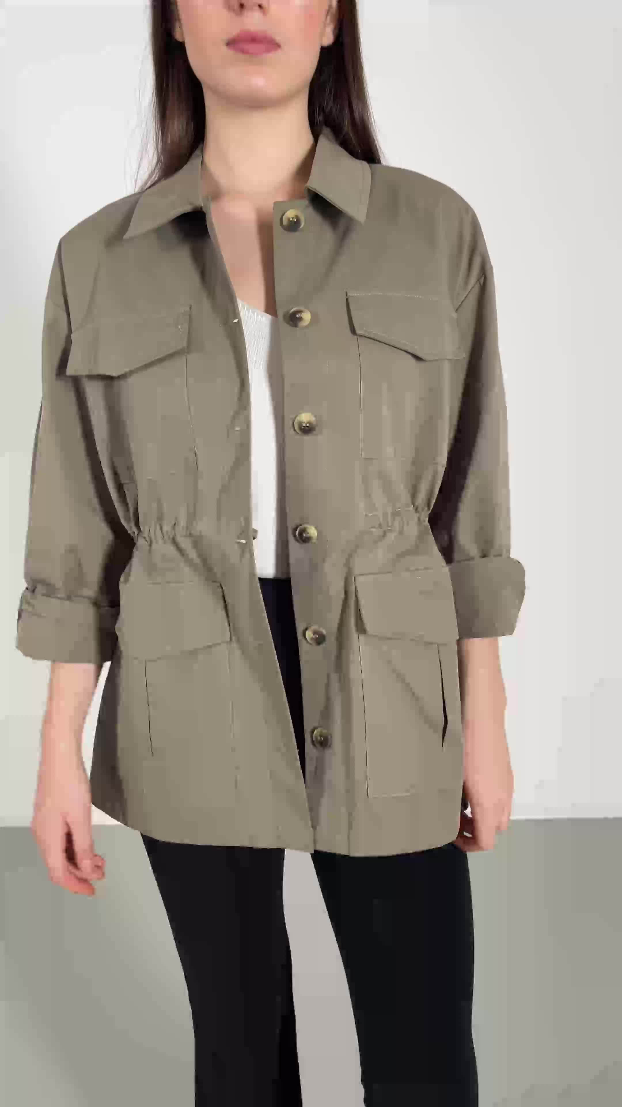 This Is April Atasan Blazer Casual Wanita Lengan Panjang Kekinian Okley Outer Army A50090205700