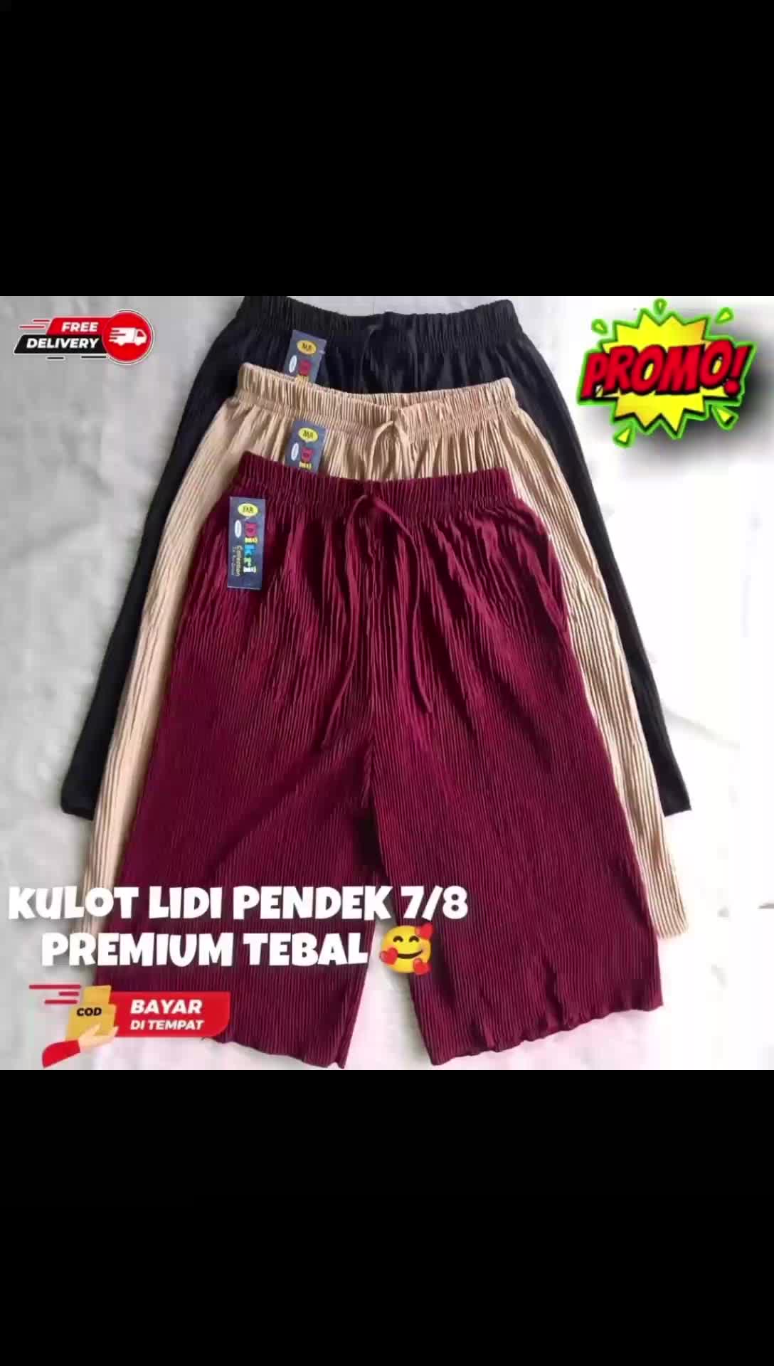 4 Pcs Celana Kulot Lidi Pendek 7/8 Wanita Santai - Promo IDR 50.000 - Shorts, Katun Cewek Dewasa Kulot Plisket Motif