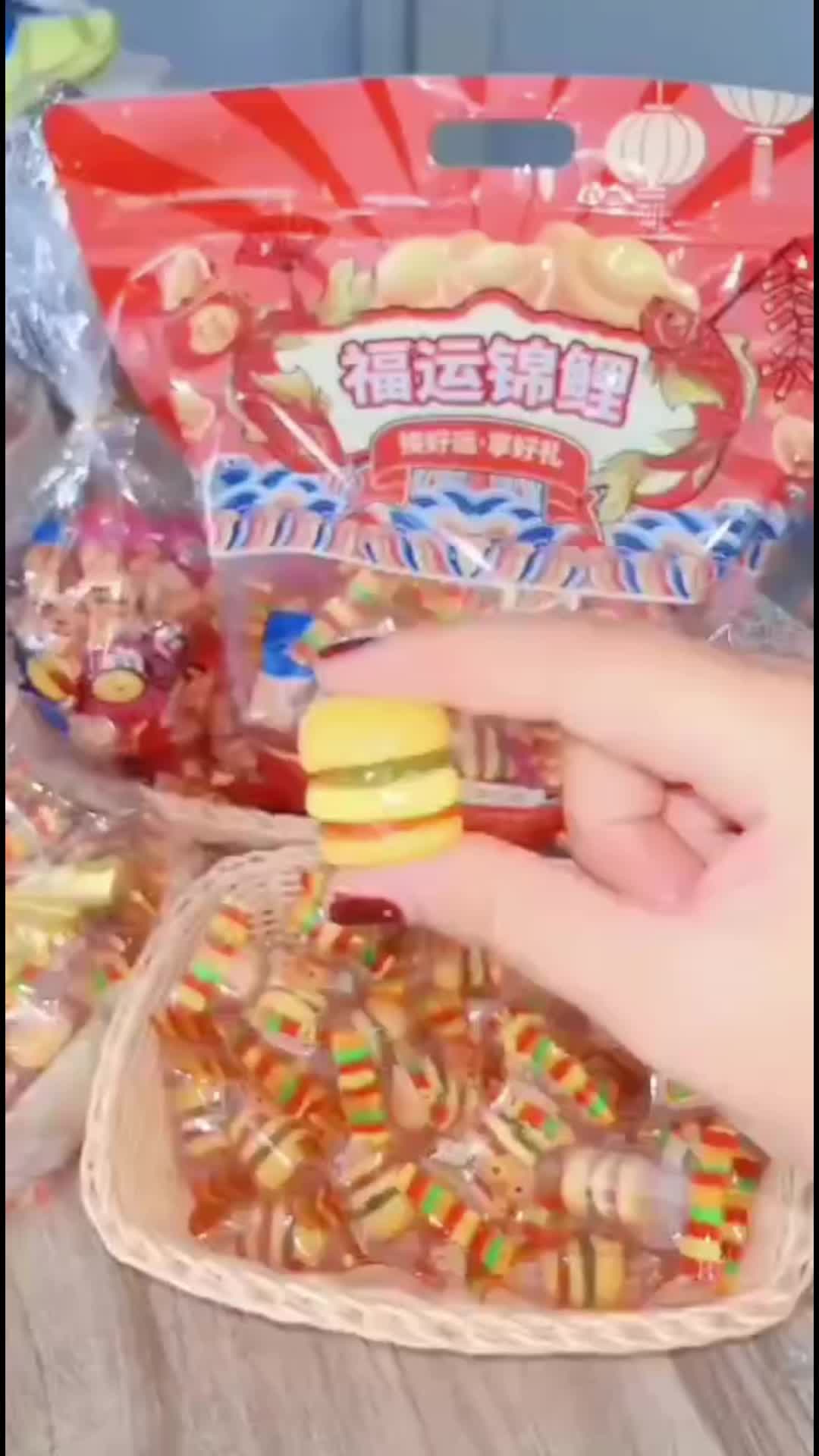 (Halal) Grosir Permen Impor Hamburger Fudge Camilan Sehat Khas Tiongkok yang Lezat untuk Orang Dewasa dan Anak-anak