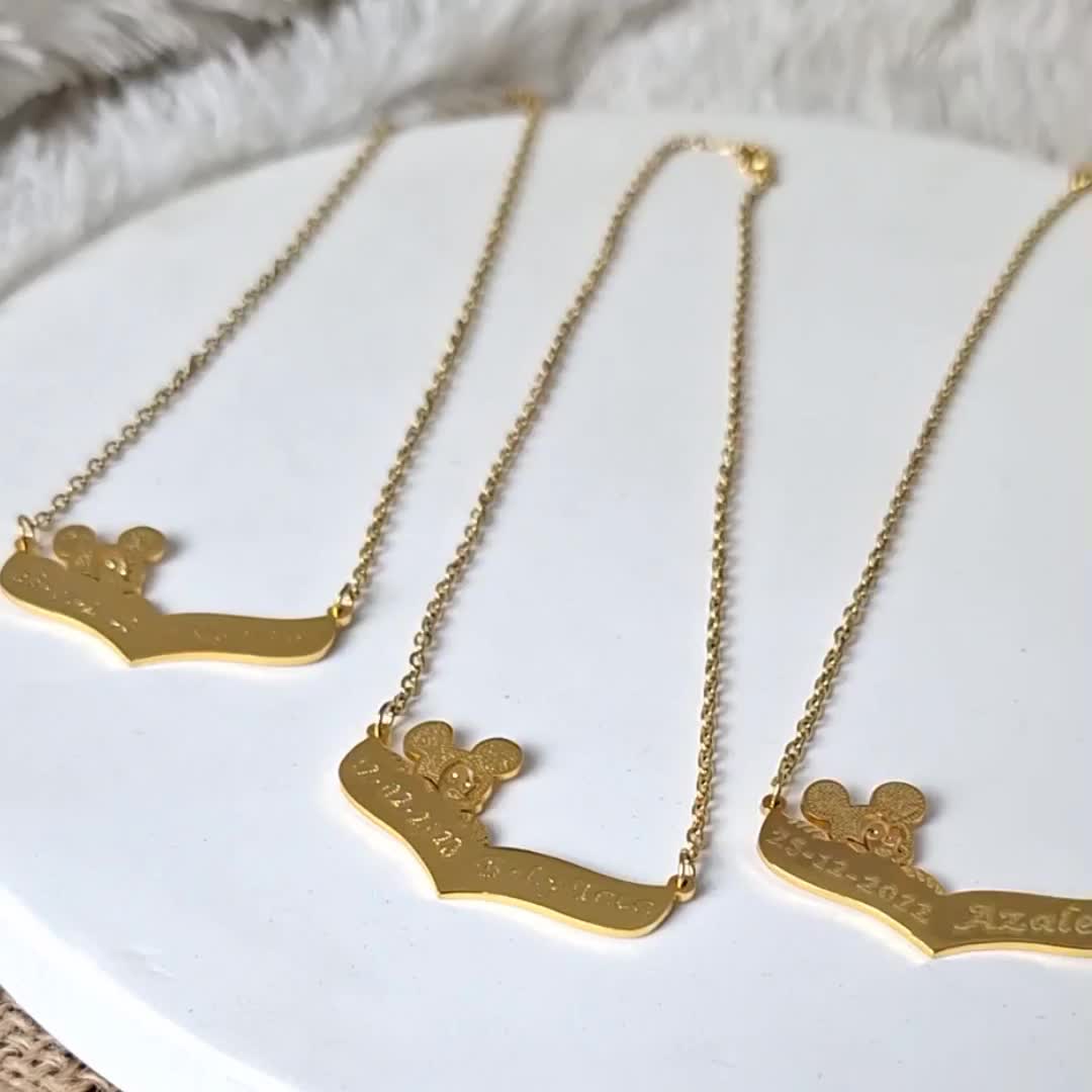 KRISNA MONEL - Kalung Anak Karakter Mickey Custom Nama & Tanggal Lahir Costume Fashion