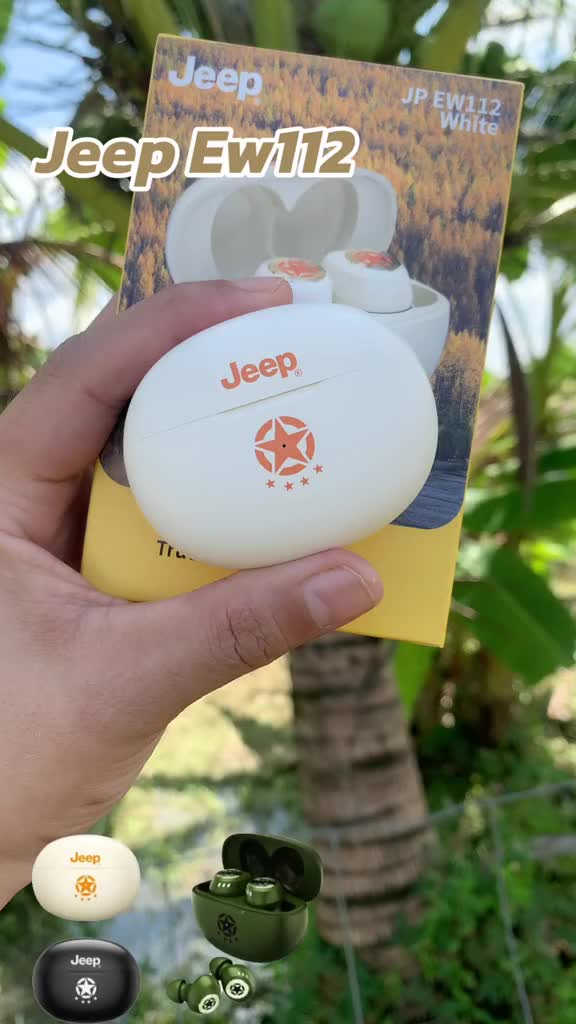 Jeep JP-EW112 Headphone Nirkabel Bluetooth 5.4 Earphone HD Call HiFi Kualitas Suara Earbud Headset Game Olahraga dengan Mikrofon Untuk iPhone Xiaomi Wireless Bass Tws Led Handsfree Handset IPX5 Tahan Air Ergonomis Nyaman Pas