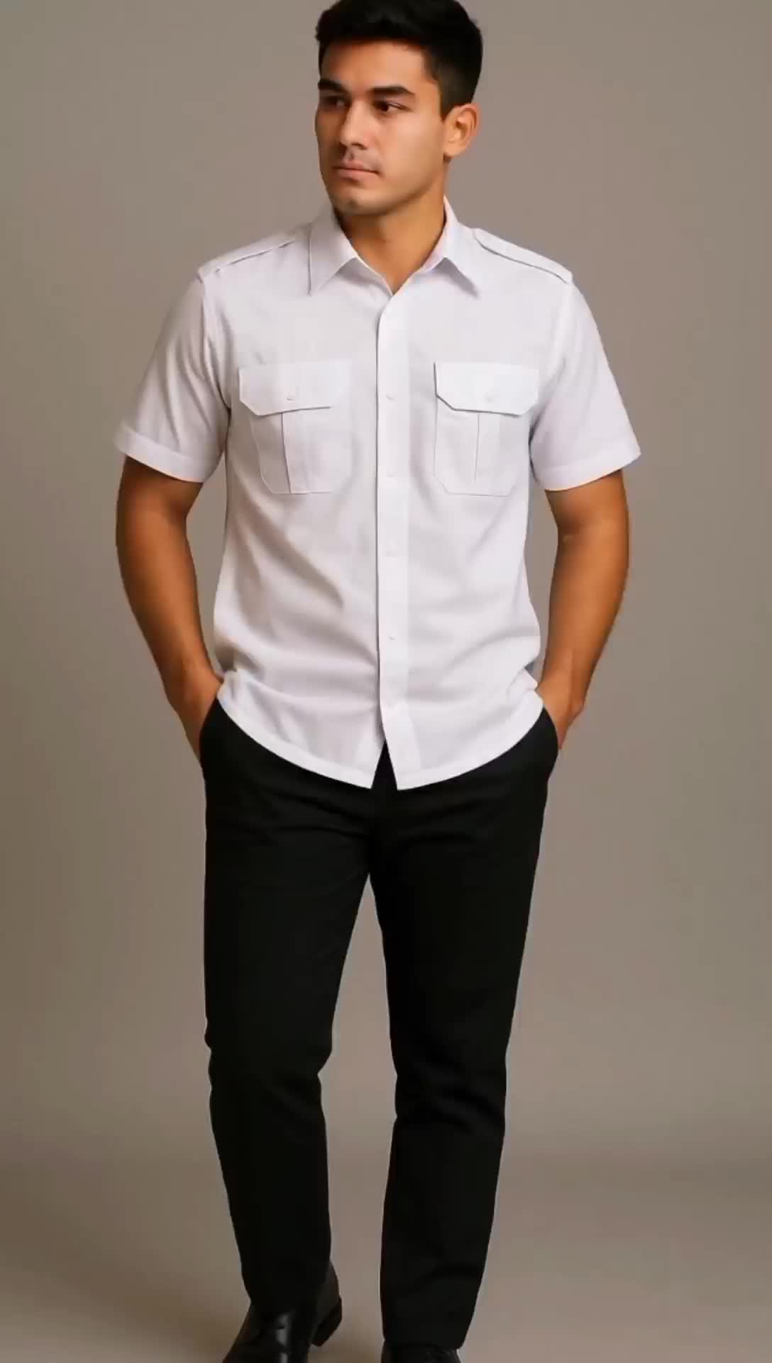 Atasan Baju Dinas Putih Pdh Pria Lengan Pendek Kerah Putih