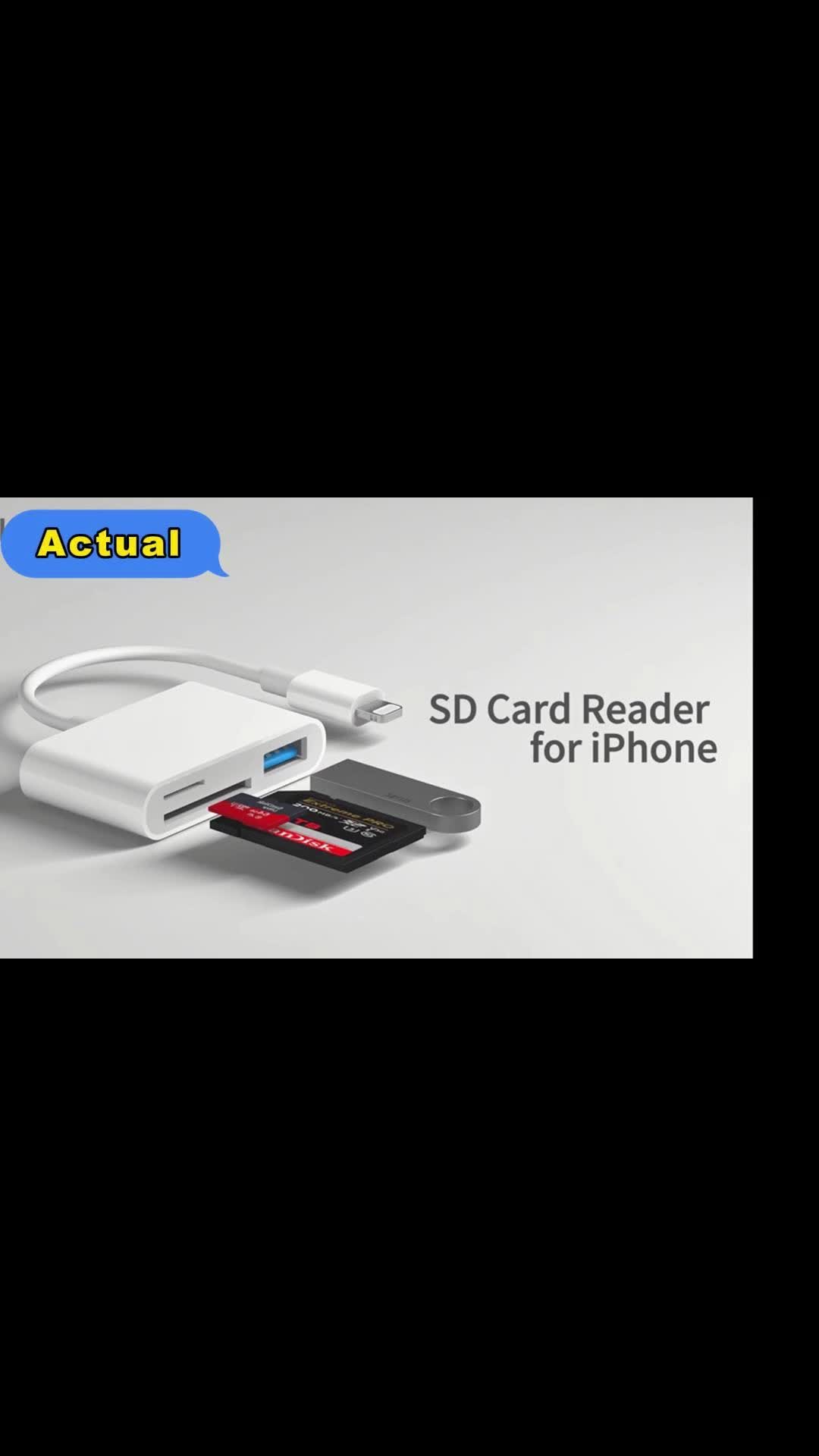 Actual Hub USB Tipe C SD 3-in-1Sebenarnya Konverter Kartu SD+TF Pembaca Kartu USB Mikro Pembaca Kartu Memori Dengan Adaptor Kamera USB OTG Plug And Play Kamera Game Jejak Penampil Kartu SD  Untuk Adaptor iPhone For Untuk iPad Card Computer