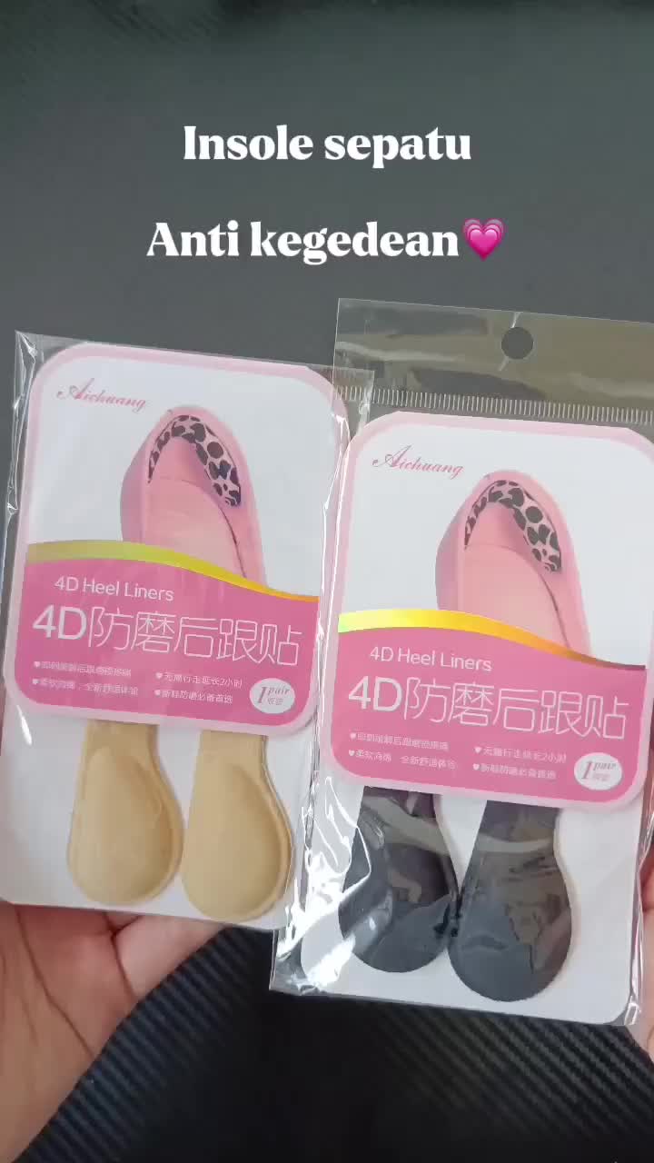 Sol Bantalan Pelindung Tumit Anti Lecet Bantalan Sepatu Kebesaran Insole Wanita RE6 RE7 Hitam Shoe