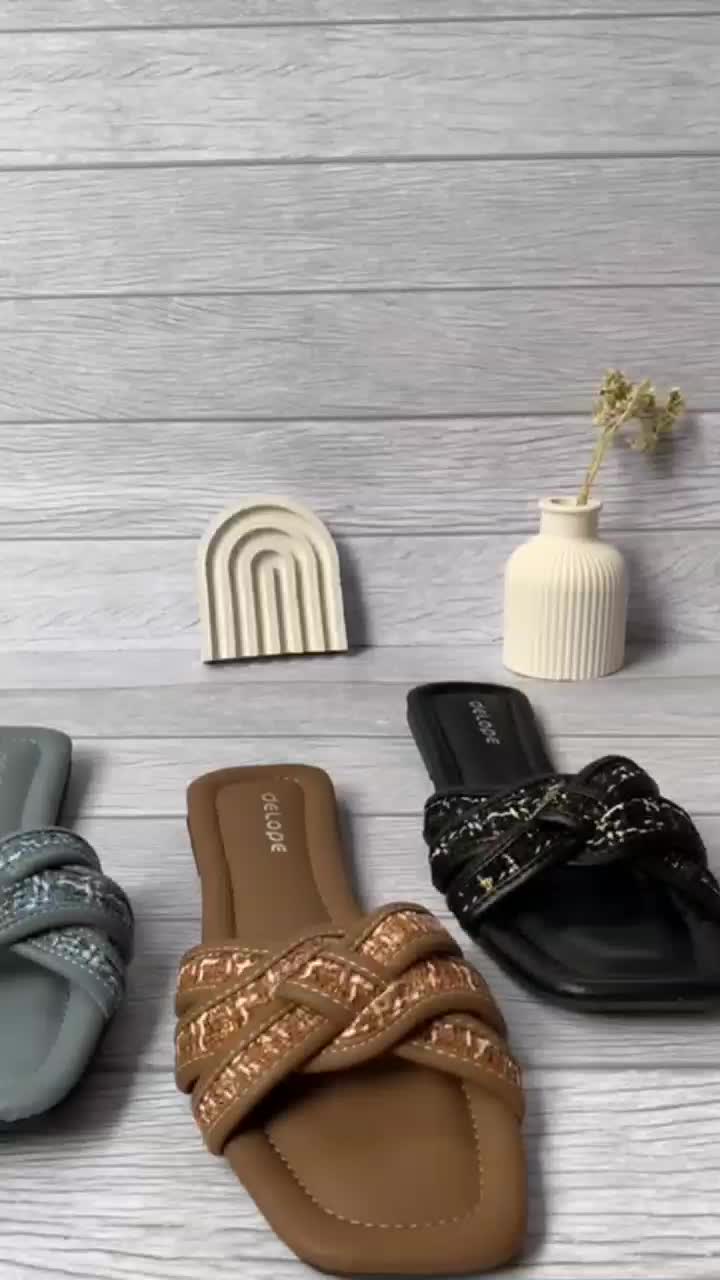 Delope SLG - Sandal teplek wanita/sandal slop/sandal flat/sandal slip on/sandal silde/sandal cewek terbaru import Sendal