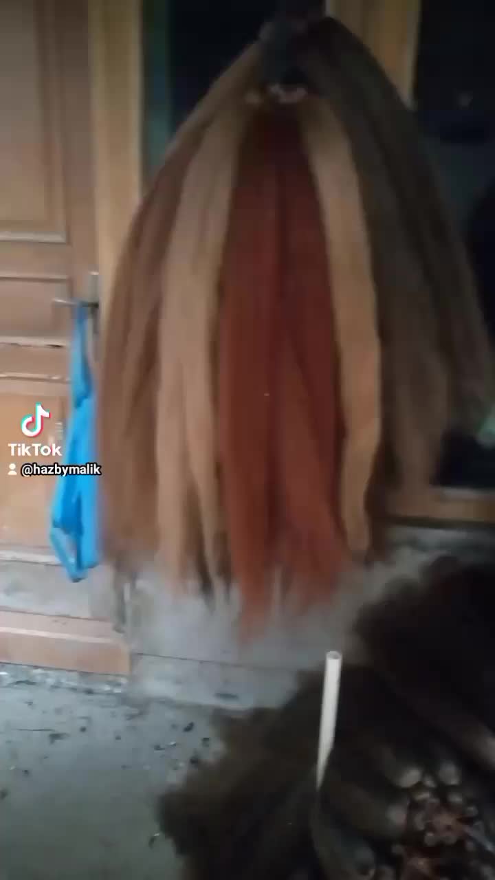 Rambut Sambung Cemara Sintetis tanpa lem cokelat