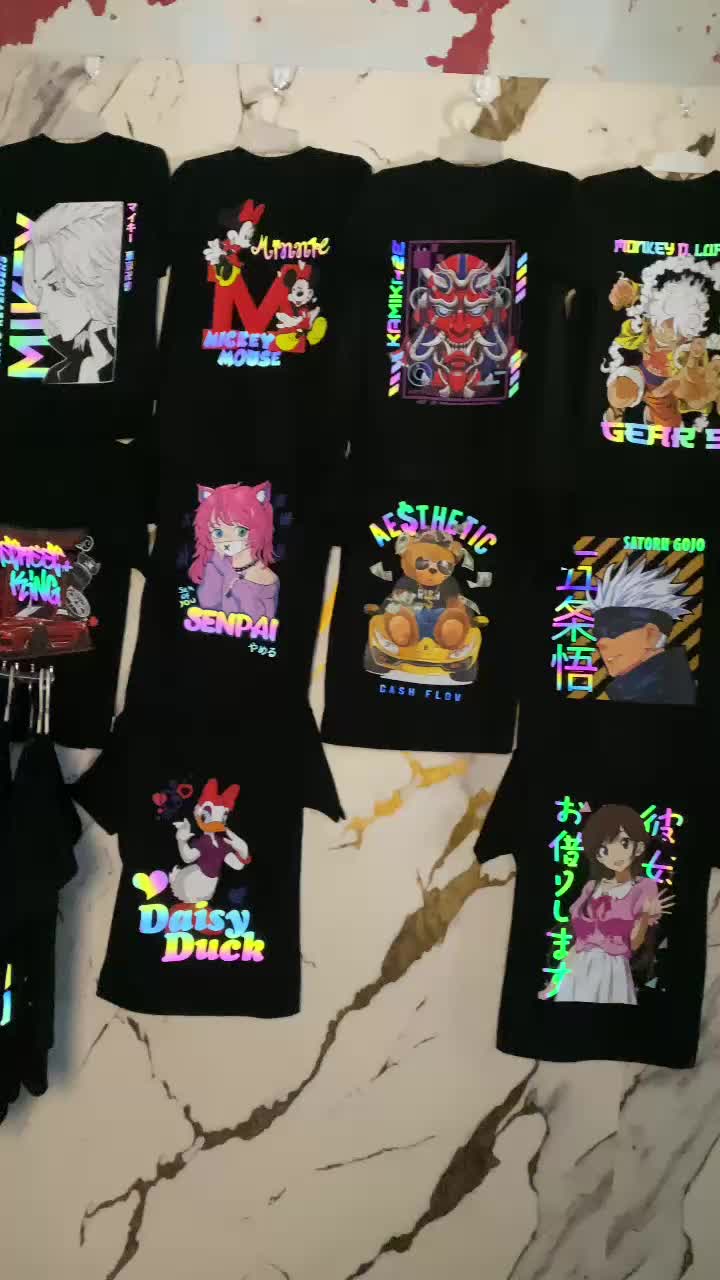 Kaos Anomali tung tung tung sahur anak viral menyala pelangi / Kaos glowing  in the dark / kaos reflektif rainbow