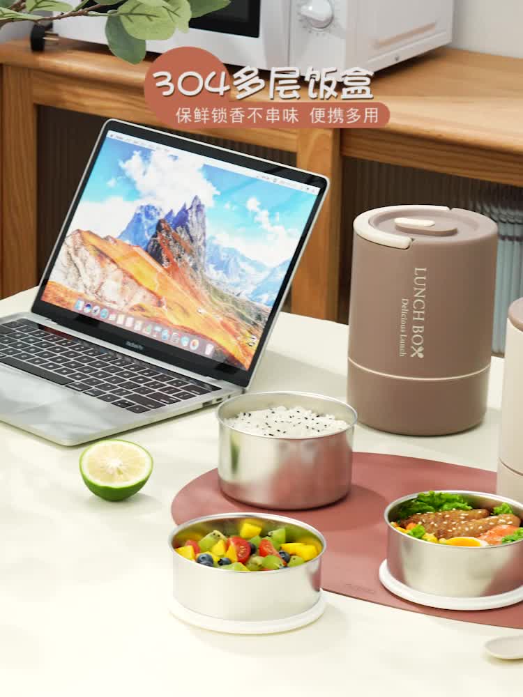 [Gratis Kipas Mini] Heefn Lunch Box Stainless 3 Susun Anti Tumpah Tahan Panas