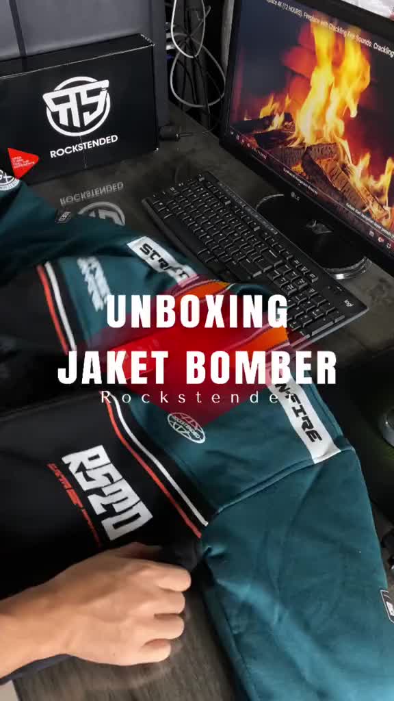 Jaket Bomber Panjang Pria sablon bahan flece cotton ROCKSTENDED Nyaman Keren Casual