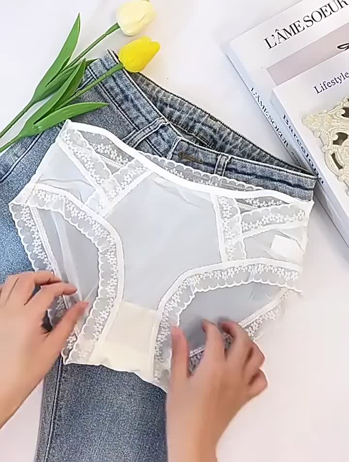 LNR Shop Lokal Premium Celana Dalam Wanita M-XL Model Renda Ruffle Bunga Pakaian Dalam Celana Pendek Segitiga Selangkangan Antibakteri Katun Tipis Musim Panas Bahan Adem Halus Dalaman CD Stretch Pendek Seksi Jaring Lingerie cddewasa