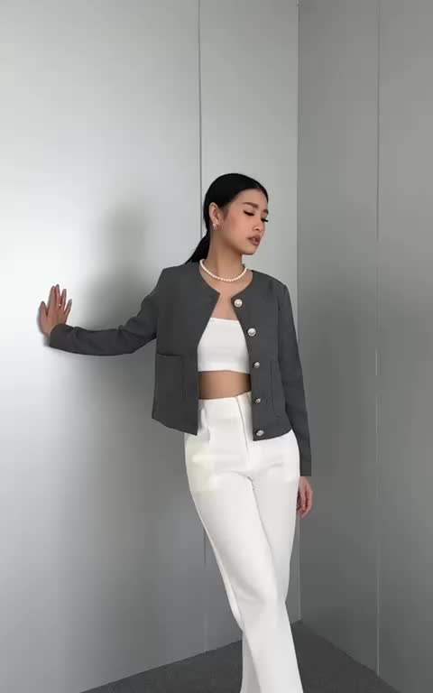 Gemma Blazer Outer wanita | Outer Atasan Wanita Crop Top | Atasan Korean Crop Baju Kancing
